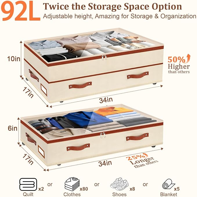Dolicer 2 Pack Under Bed Storage - Image 3