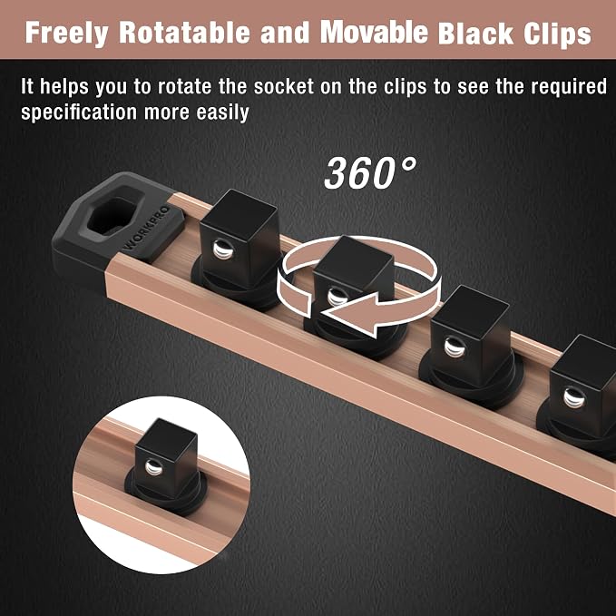 WORKPRO Magnetic Socket Organizer, 1/2-Inch Drive Aluminum Alloy Socket Rail - Image 5
