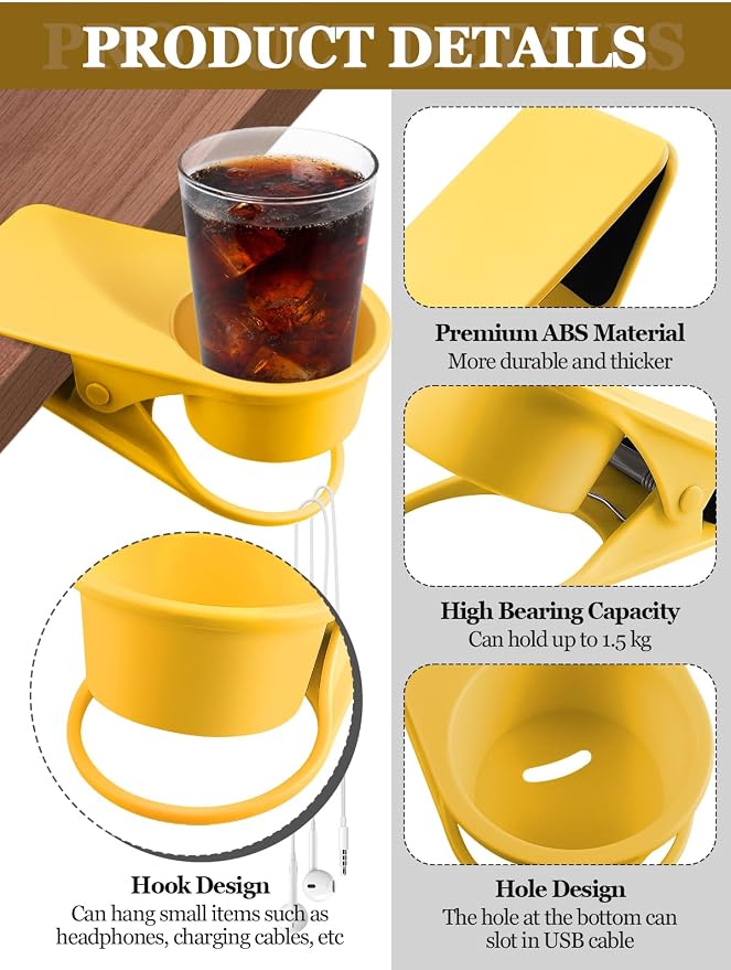 Kalolary 2-Pack Table Edge Cup Holder - Image 3