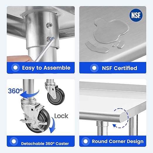 Stainless Steel Table for Prep & Work 24 x 72 Inches - Image 5