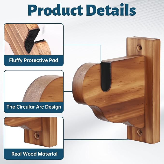 Skateboard Wall Mount, Wooden Horizontal Skateboard Rack Wall Hanger Display - Image 4