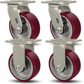 SY America 5" X 2" Casters Wheels, Heavy Duty Casters Set of 4，Polyurethane on by SYAmericaIndustrialCasters