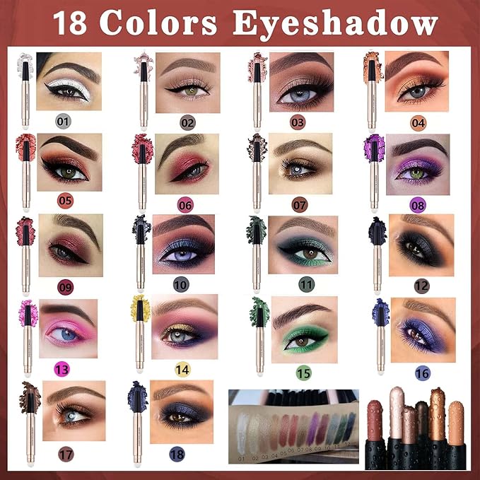Eyeshadow Stick Makeup, Highlighter Matte Cream Eye Shadow Pencil, Waterproof - Image 7