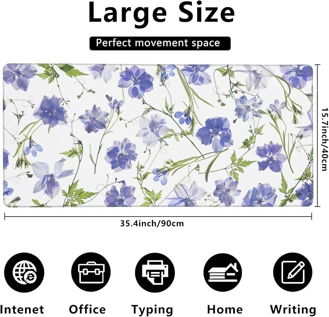 Gaming Mouse Mat Purple Flower Large Mouse Pad Extended Mouse Pad Desk Mat - Image 3