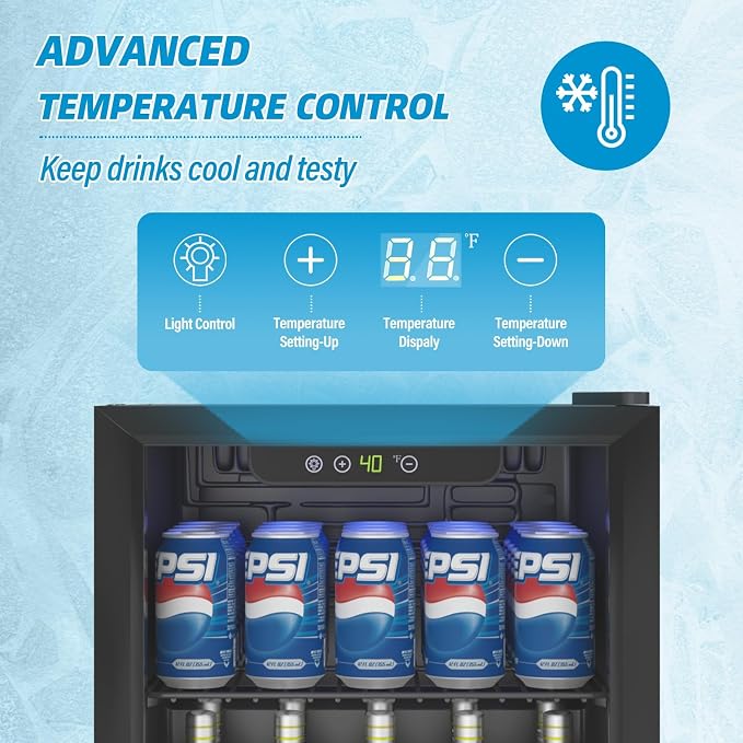 Compact Beverage Refrigerator, 60 Can/1.3 Cubic Feet Fridge - Image 6