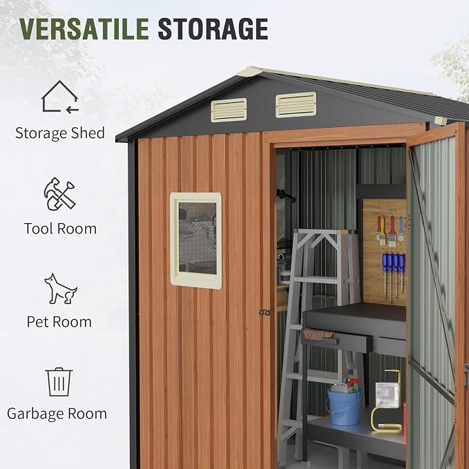 6x4 Ft Outdoor Metal Shed, Storage Garden Shed - Image 6