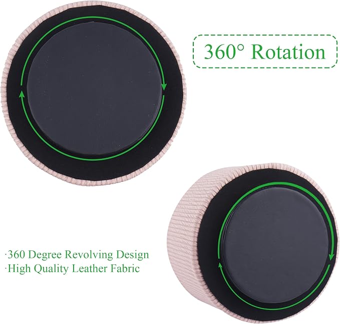 Round Leather Art Supply Organizer, Remote Control Holder, 360 Degree Spinning - Image 4