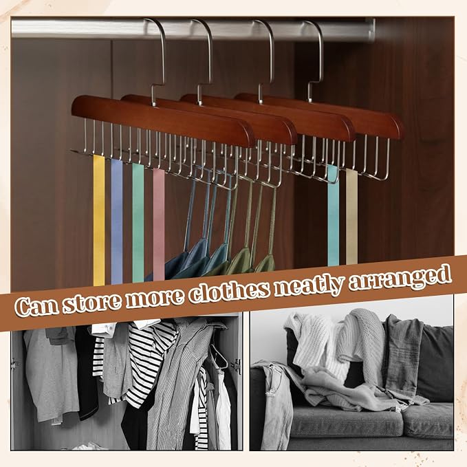4 PCS Tie Holders for Closet, Belt Rack Wooden Bra Hangers for Closet Organizer - Image 5