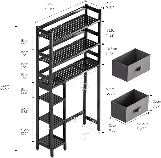 SMIBUY Over-The-Toilet Storage Rack, 6-Tier Bamboo Large Bathroom Organizer - Image 3