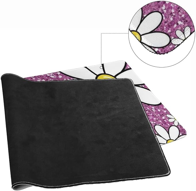 Purple Sparkling Daisy Large Mouse Pad, Flowers Gaming Desk Mat, XXL Keyboard - Image 5