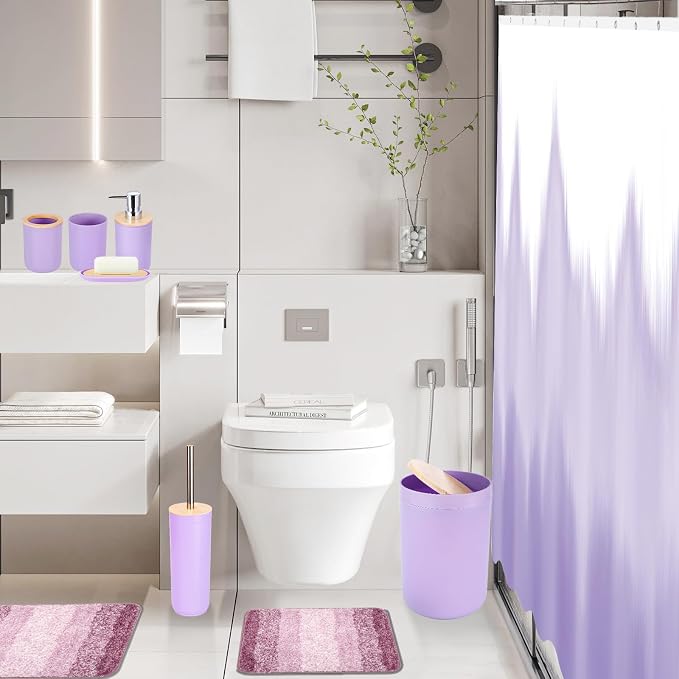 iMucci Bathroom Accessories Light Purple Bathroom Sets - Image 5