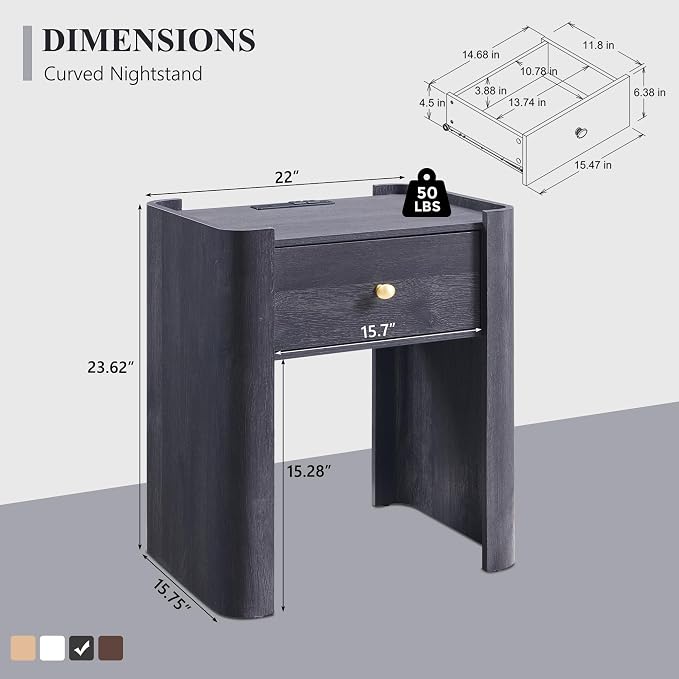 23.6" Tall Modern Nightstand - Image 2
