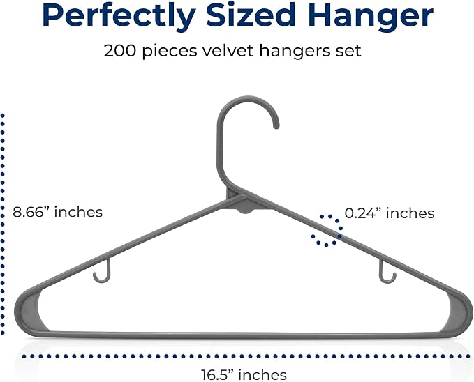 SereneLife 200 Pack Plastic Hangers, Space-Saving Closet Organizers, Durable - Image 2