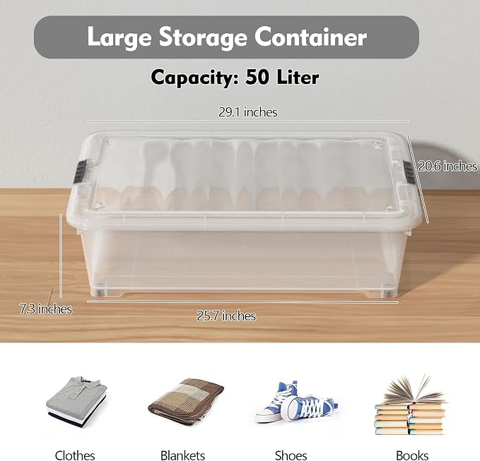 Saedy 50 L Plastic Under Bed Storage Bin - Image 5