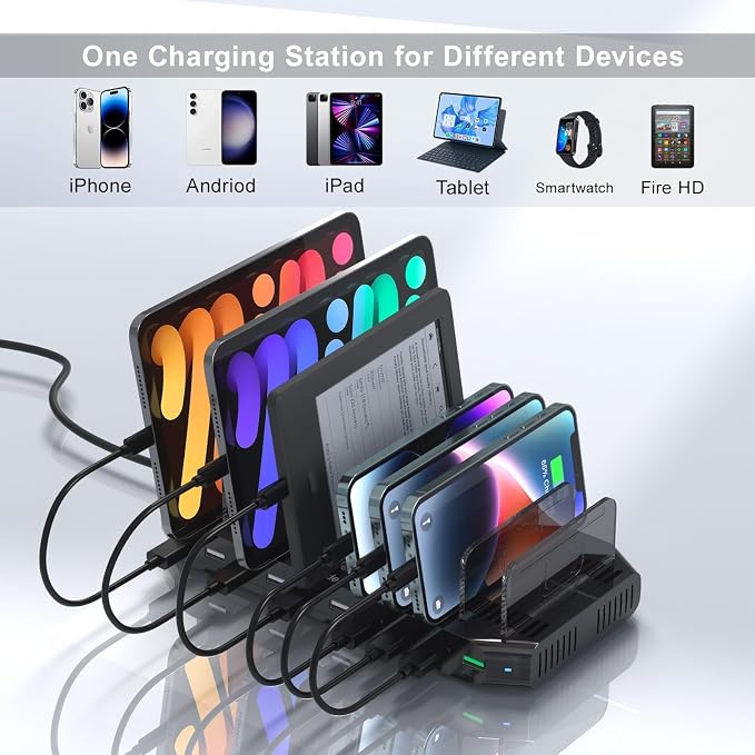Multi USB Charging Station for Multiple Devices, 60W 10 Ports Multi Charger - Image 2