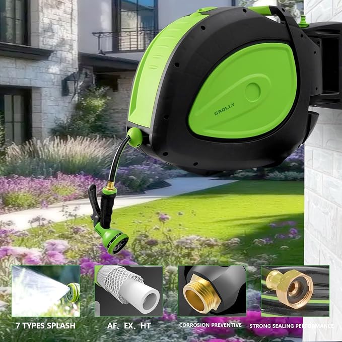 Garden Hose Reel 1/2 Inch x 100 ft, Any Length Lock, Super Heavy Duty, Slow - Image 2