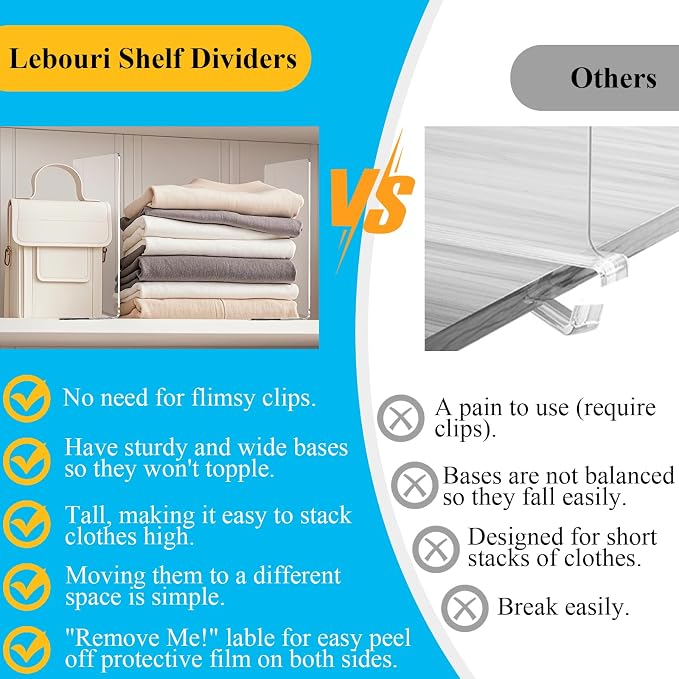Acrylic Shelf Dividers for Closet Organization: 12" Tall x 10" Deep Closet - Image 2