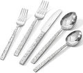 KINGSTONE 40 Pcs Hammered Silverware Set by KINGSTONE