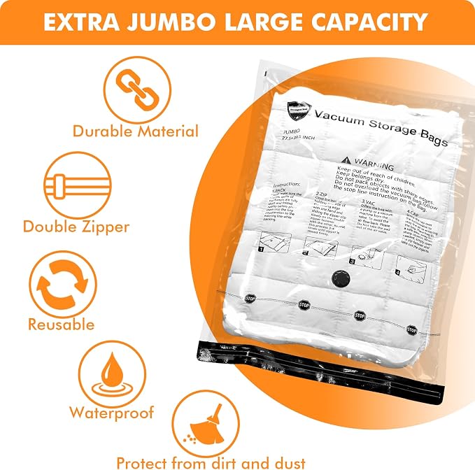 Vacuum Storage Bags, Space Saver Sealer Compression Bags - Image 2