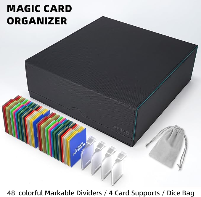 AFIING 4-Row Trading Card Storage Box – Holds 3200+ Cards, 48 Dividers & 4 - Image 6