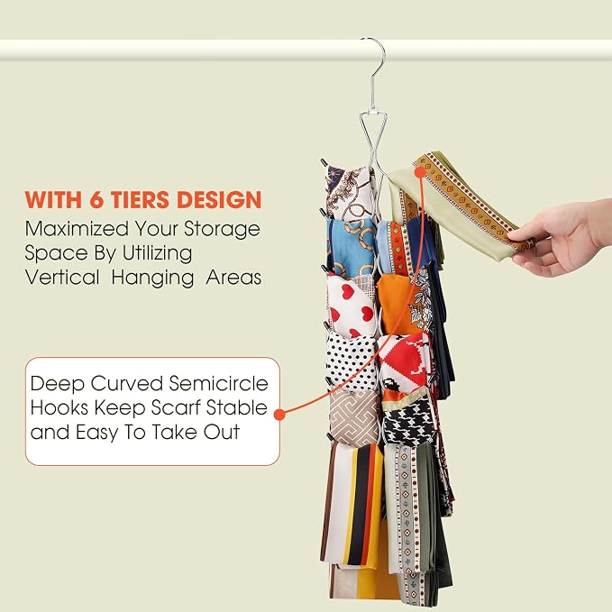 Scarf Hanger 2 Pack 24 Storages, Purse Hanger - Image 6