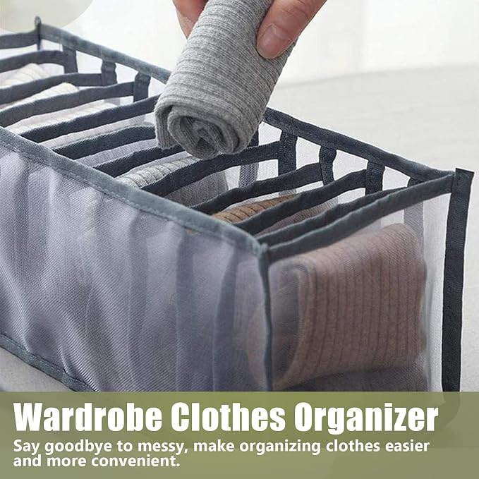TOOVREN Sock Drawer Organizer 3 Pack, Mesh Foldable Cabinet Closet Organizers - Image 4