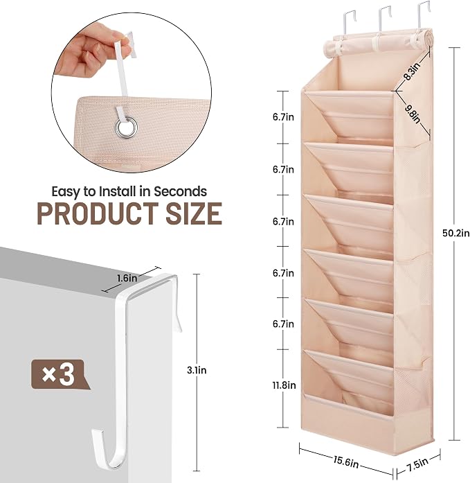 7 Tier Over The Door Shoe Organizer, Hanging Shoe Rack - Image 2