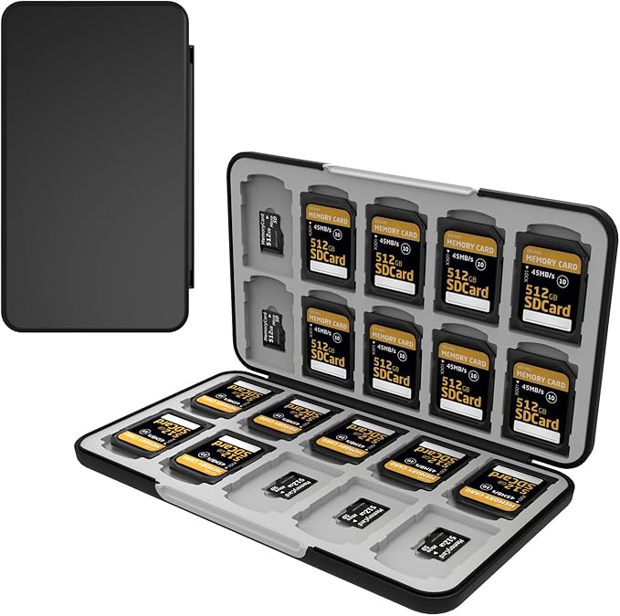 Memory Card Case with 40 Slots for 20 Micro SD SDXC SDHC TF Cards and 20 SD by Anyskill