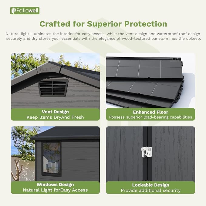 Patiowell 6X4 FT Plastic Outdoor Storage Shed - Image 3