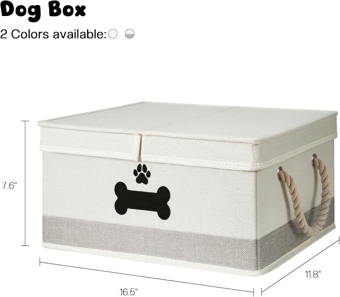 Dog Toy Basket with Double-Open Lid, Divided Dogs Basket - Image 7