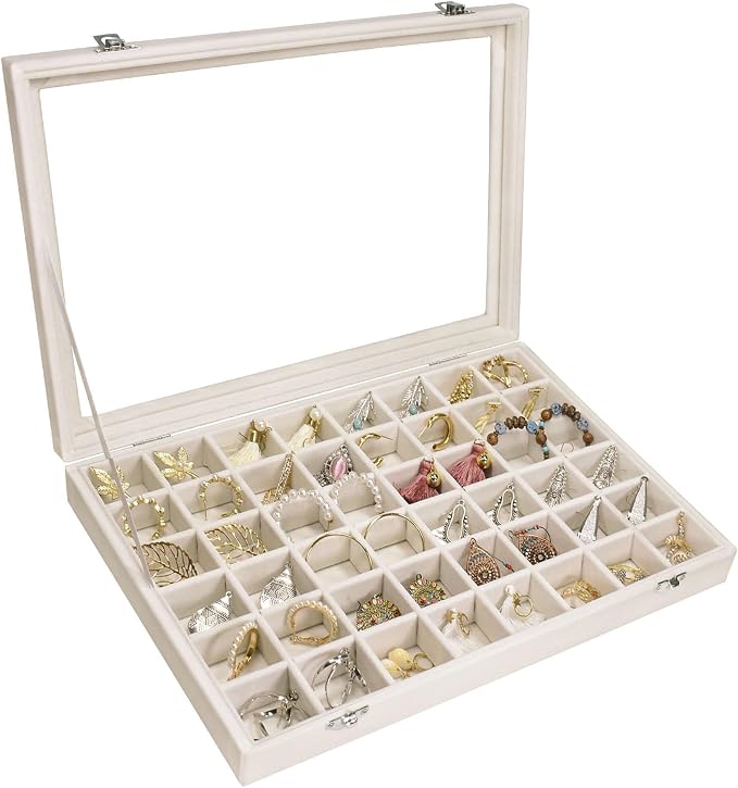Velvet Jewelry Tray 48 Grid Jewelry Display Tray Organizer Box by Siveit