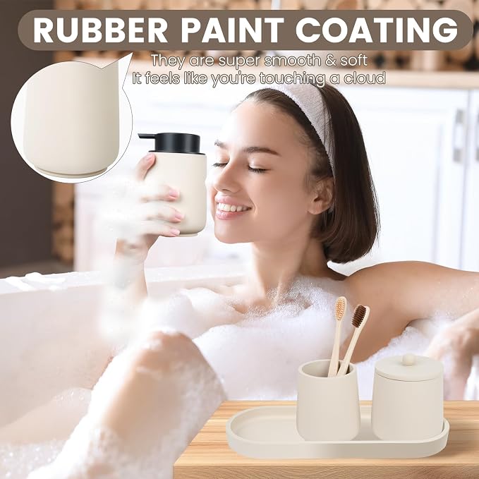 Beige Bathroom Accessories Set - Image 4