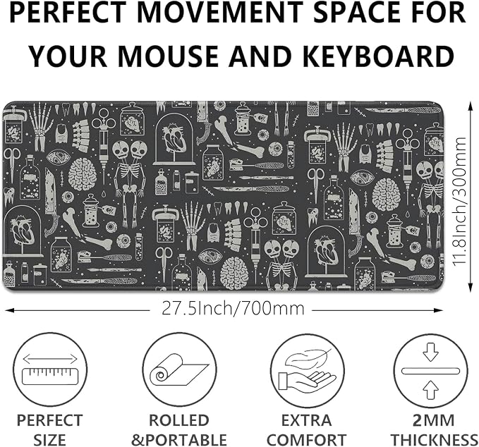 Human Skeleton Medical Mouse Pad, Large X Ray Mousepad Desk Pad - Image 3