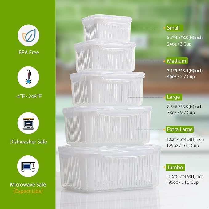 LUXEAR Larger Fruit Vegetable Produce Storage Saver Containers - Image 2