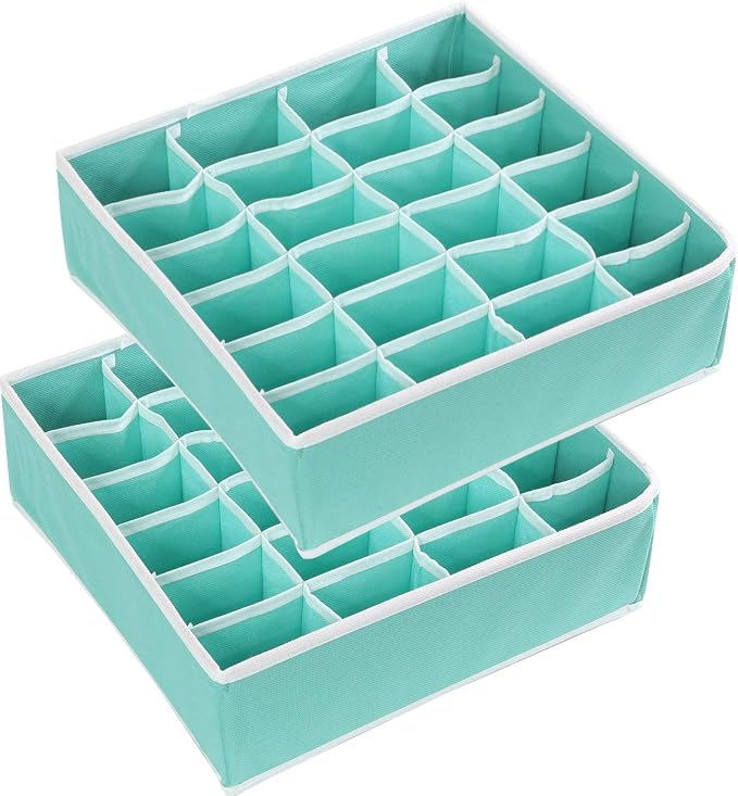 Simple Houseware 2 Pack Closet Sock Organizer, 24 Cell Drawer Divider - Image 3