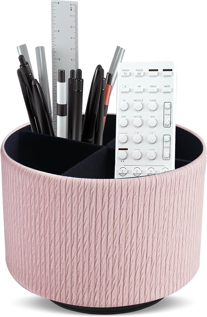 Round Leather Art Supply Organizer, Remote Control Holder, 360 Degree Spinning by Unknown