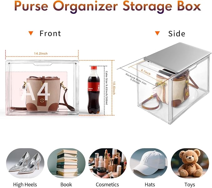3Pack Clear Plastic Handbag Storage Organizer - Image 3