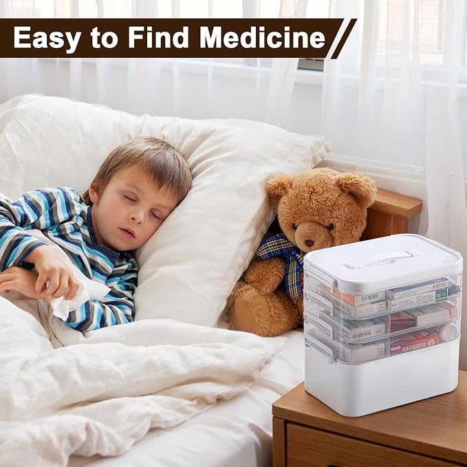 4-Tier Portable Medicine Cabinet Organizer, Large Medicine Storage Box - Image 7