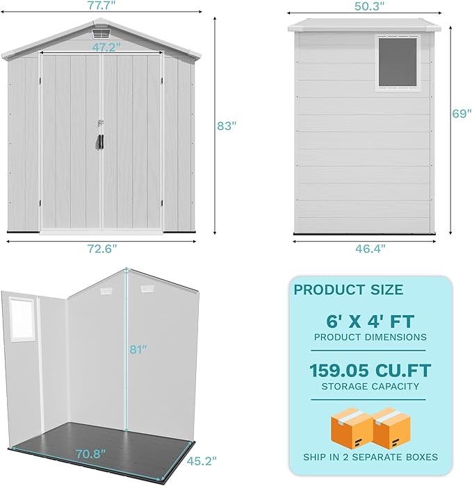 Devoko 6x4 FT Plastic Outdoor Storage Shed - Image 8