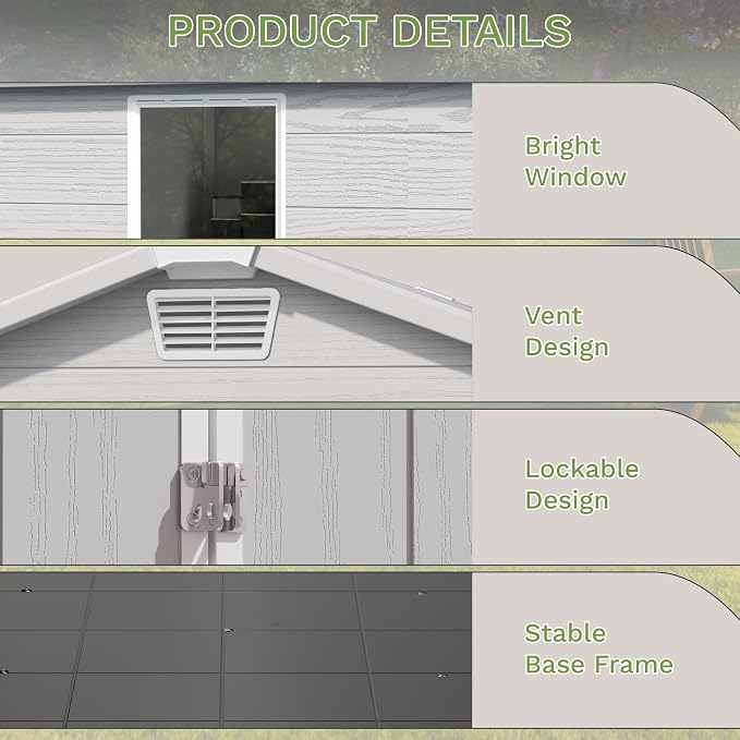 Greesum 6x4FT Plastic Outdoor Storage Shed - Image 3