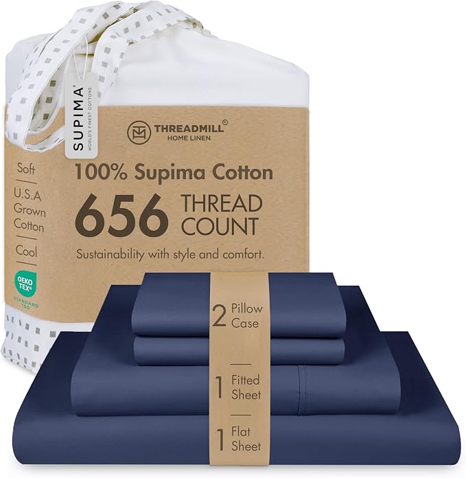 Threadmill California King Sheet Sets |Certified American Supima Cotton Sheets by ThreadmillHomeLinen