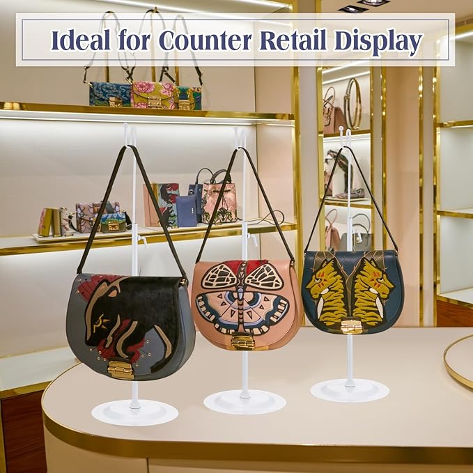 Therwen 6 Pcs Bag Display Stands Purse Display Stand Adjustable Height Handbag - Image 6