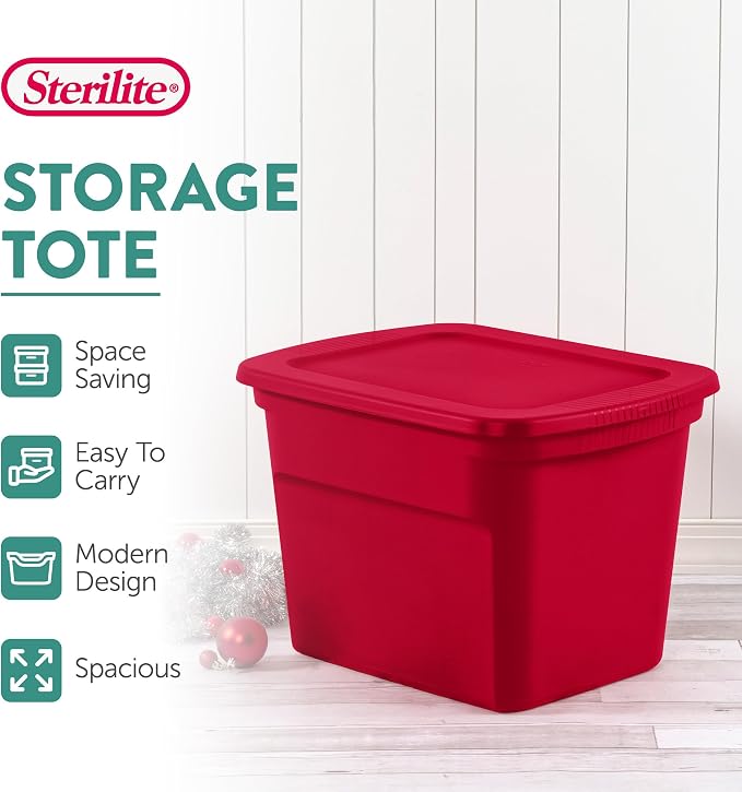 Sterilite 18 Gallon Stackable Storage Tote Container, Seasonal Home Decor - Image 4