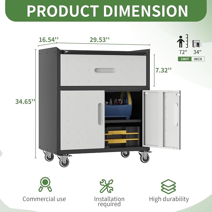 Metal Tool Cabinet, Garage Storage Cabinet System, Wall Cabinet & Locking - Image 2