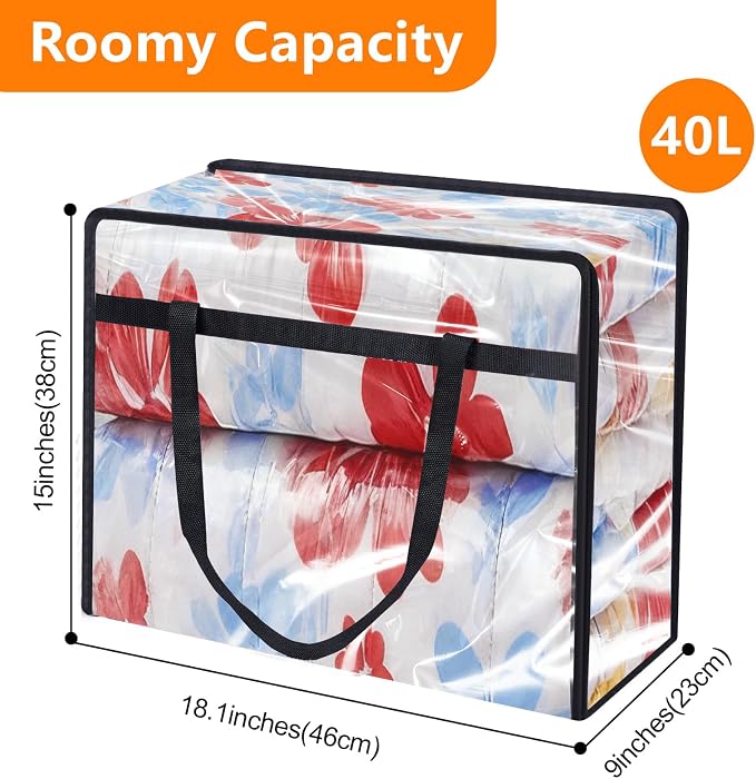 4 Pack Clear Clothes Storage Bags, Vinyl Blanket Storage Bag - Image 3