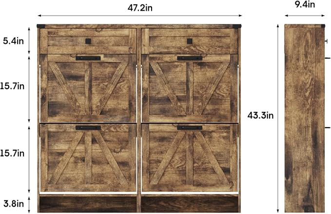 Shoe Cabinet with 4 Flip Drawers & 2 Drawers, Farmhouse Shoe Storage Cabinet - Image 2