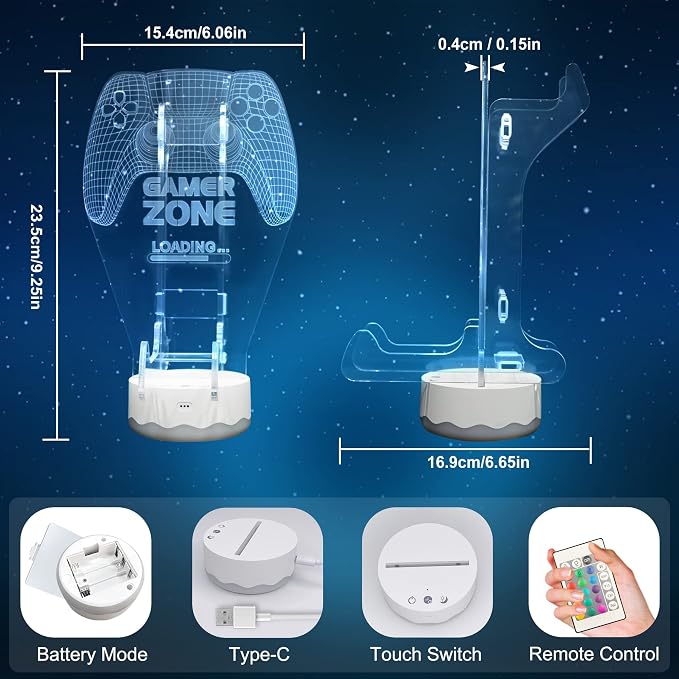 YuanDian Light up Headphone Controller Holder, 16 Colors 3D LED Lights Gamepad - Image 3
