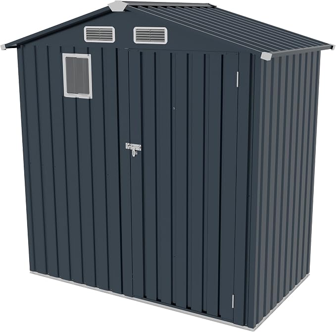 Metal Storage Shed, 6X3.6 FT Lockable Outdoor Tool Shed by Dithoko