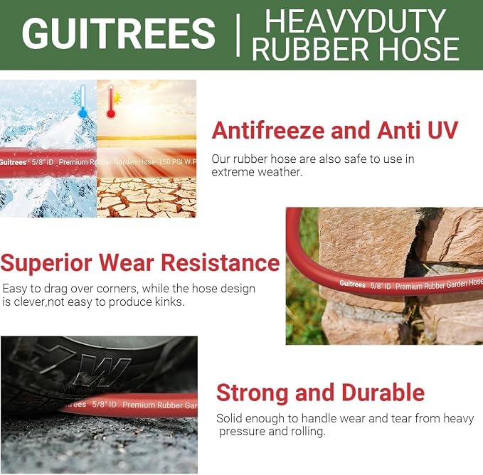 50FT 3/4 Heavy Duty Rubber Garden Hose - Image 5