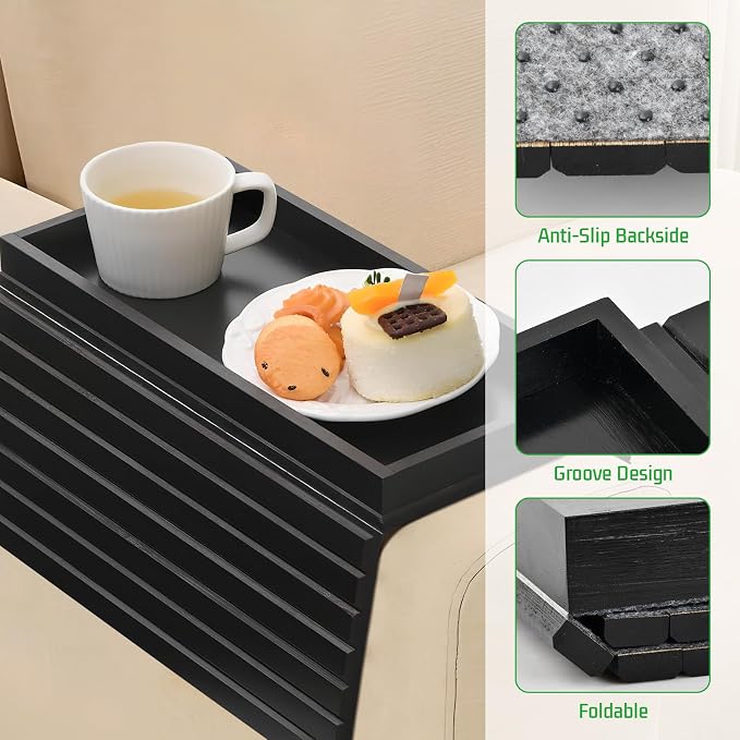 Couch Armrest Table, Bamboo Couch Cup Holder, Couch Cup Holder Tray, Sofa Arm - Image 2